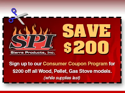 Sign up to our Consumer Coupon Program for $200 off all Wood, Pellet, Gas Stove models.